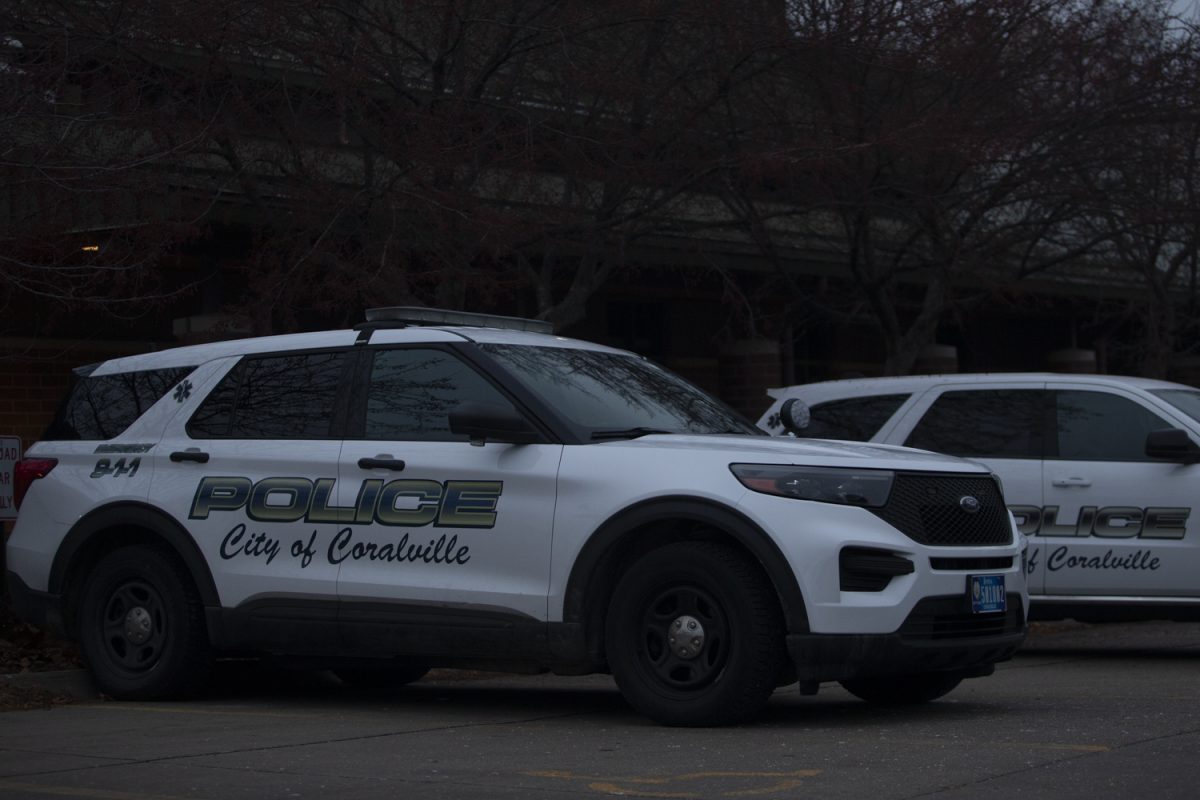 A Coralville police car is seen in Coralville on Sunday Dec. 3, 2023. 