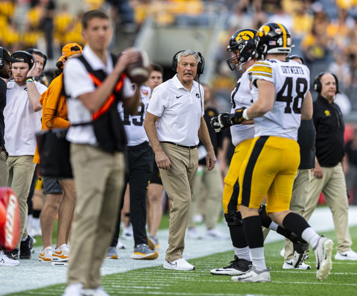 Iowa head coach Kirk Ferentz yells during the 2024 Cheez-It Citrus Bowl between No. 17 Iowa and No. 21 Tennessee at Camping World Stadium in Orlando, Fla., on Monday, Jan. 1, 2024. The Volunteers defeated the Hawkeyes, 35-0.