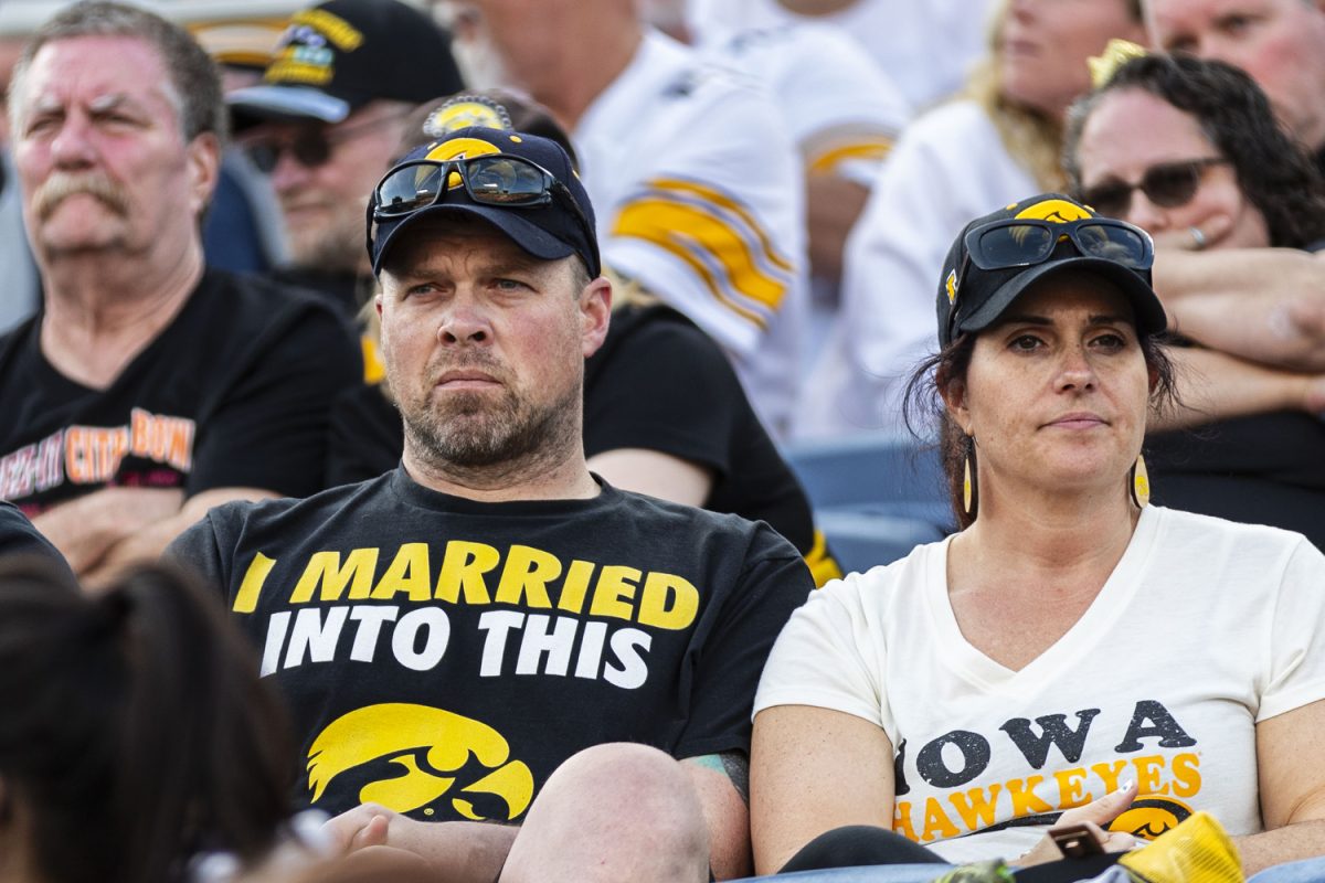 Iowa fans observe action during the 2024 Cheez-It Citrus Bowl between No. 17 Iowa and No. 21 Tennessee at Camping World Stadium in Orlando, Fla., on Monday, Jan. 1, 2024. The Volunteers defeated the Hawkeyes, 35-0.