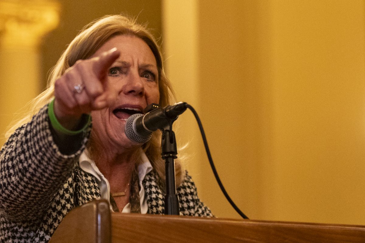 Iowa+Sen.+Pam+Jochum%2C+D-Dubuque%2C+speaks+at+the+March+for+Our+Lives+Demonstration+during+the+first+day+of+the+2024+Iowa+legislative+session+at+the+Iowa+State+Capitol+in+Des+Moines+on+Monday%2C+Jan.+8%2C+2024.+The+demonstration+was+held+to+callout+lawmakers+on+the+topic+of+gun+violence+following+the+school+shooting+in+Perry%2C+Iowa+on+Jan.+4.+Jochum+has+served+in+the+senate+since+2009+and+prior+to+that+was+in+the+house+from+1993-2007.