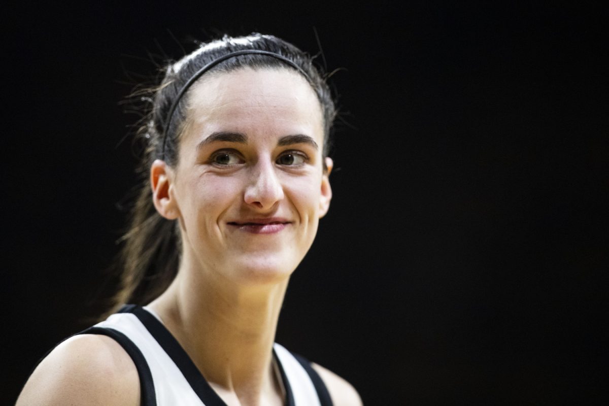 Iowa guard Caitlin Clark smiles during a women’s basketball game between No. 3 Iowa and No. 14 Indiana at Carver-Hawkeye Arena in Iowa City on Saturday, Jan. 13, 2024. Clark led the team in points with 30. The Hawkeyes defeated the Hoosiers, 84-57.