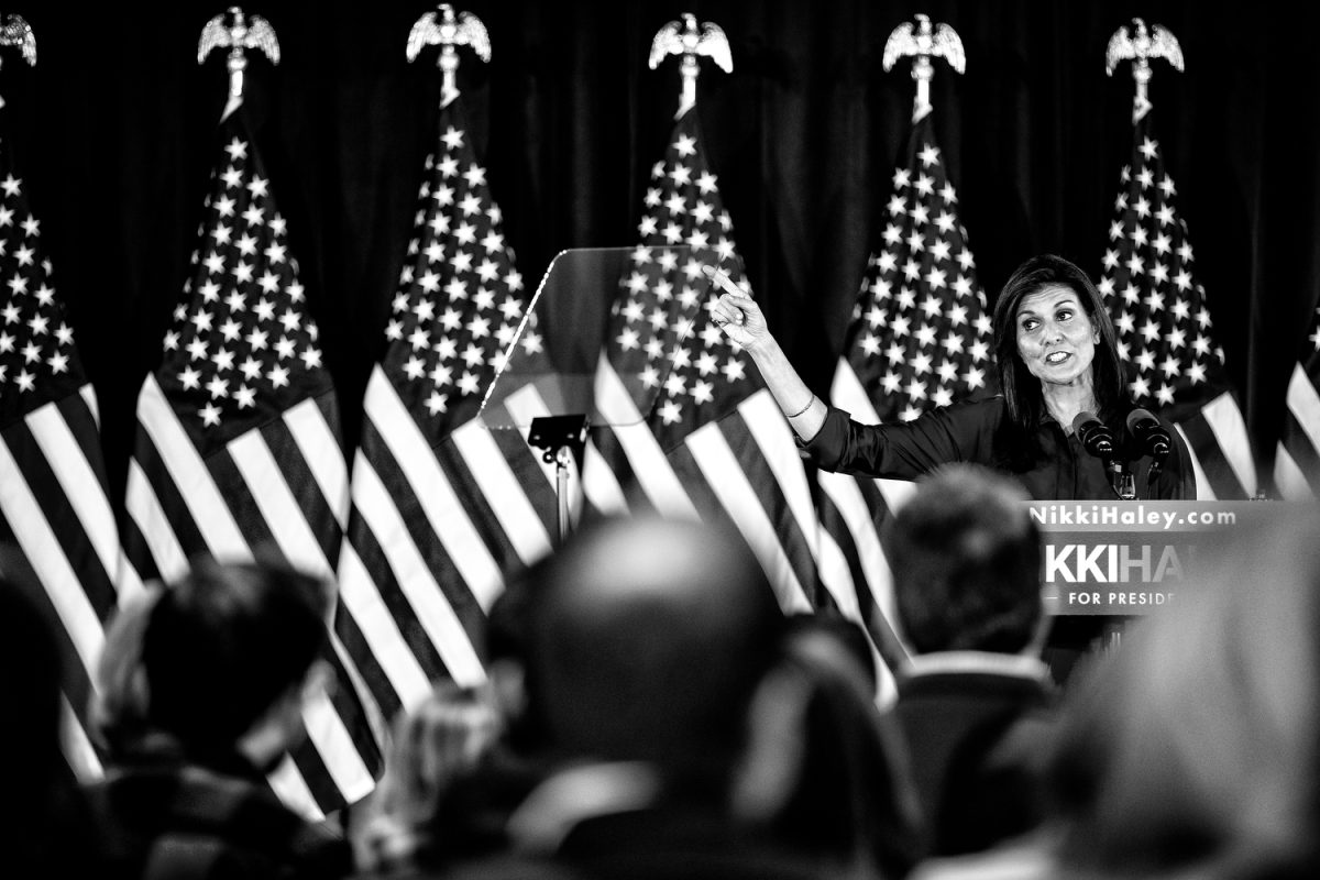 Nikki Haley speaks during a watch party for the Iowa caucuses at the Marriott on Jordan Creek Pkwy in West Des Moines on Monday, Jan. 15, 2024. Haley was optimistic and encouraged caucus-goers that America needs a new leader besides Joe Biden or Donald Trump
