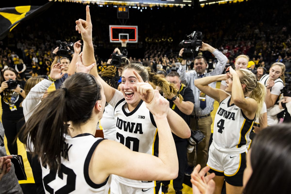 Iowa+guard+Caitlin+Clark+and+Iowa+guard+Kate+Martin+celebrate+a+win+during+a+women%E2%80%99s+basketball+game+between+No.+5+Iowa+and+Nebraska+in+a+sold-out+Carver-Hawkeye+Arena+in+Iowa+City+on+Saturday%2C+Jan.+27%2C+2024.+The+Hawkeyes+defeated+the+Cornhuskers%2C+92-73.