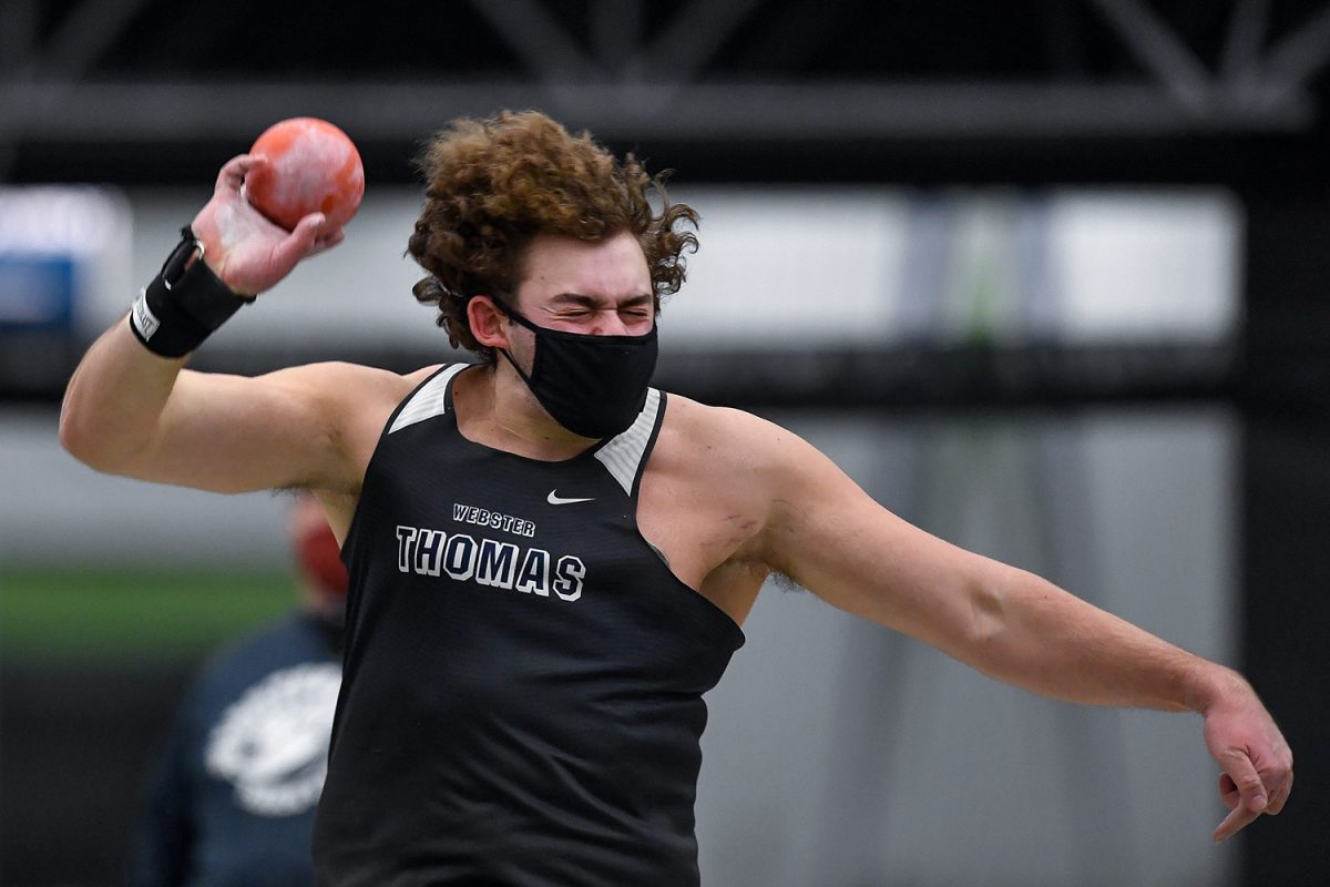 Webster Thomas Sean Smith wins the the boys shot put with a distance of 52’ 4.25” meters during the Section V Indoor Track and Field Championships at Pinnacle Athletic Campus, Thursday, Mar. 4, 2021.