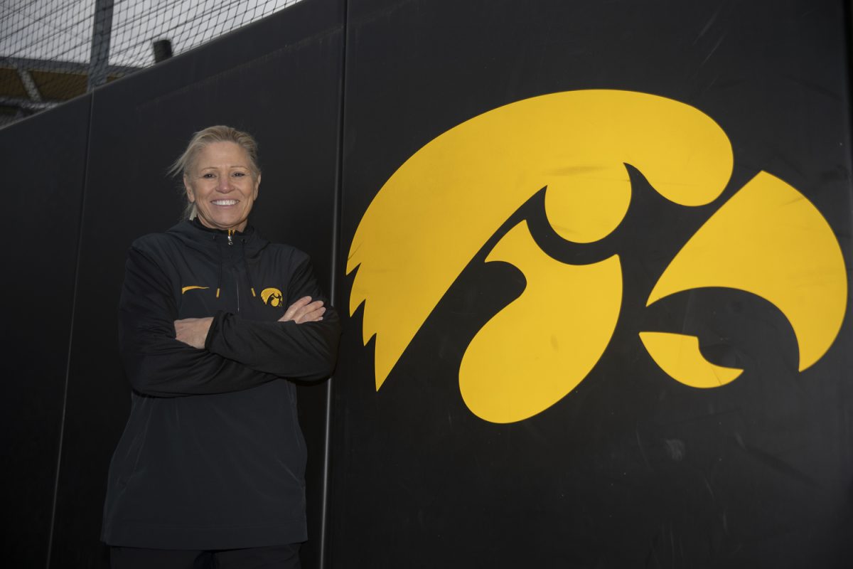 Iowa+head+coach+Renee+Gillispie+poses+for+a+portrait+during+Iowa+softball+media+day+at+Bob+Pearl+Field+on+Wednesday%2C+Feb.+7%2C+2024.+The+Iowa+softball+team+answered+questions+from+media+and+held+an+open+practice.