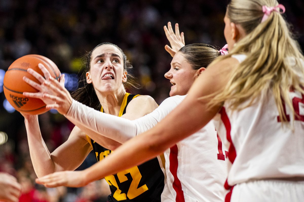 Iowa+guard+Caitlin+Clark+prepares+to+go+up+for+a+shot+during+a+women%E2%80%99s+basketball+game+between+No.+2+Iowa+and+Nebraska+at+Pinnacle+Bank+Arena+in+Lincoln%2C+Neb.%2C+on+Sunday%2C+Feb.+10%2C+2024.