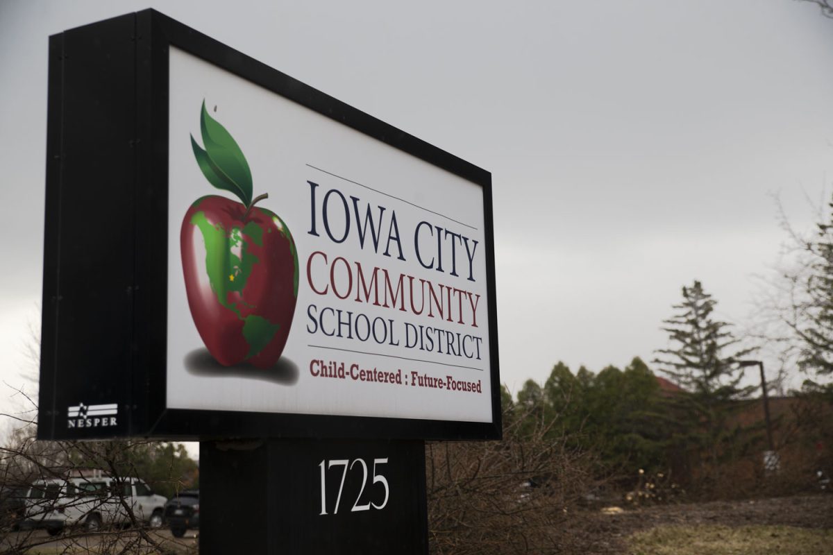 The Iowa City Community School District sign is seen in Iowa City on Monday, March 4, 2024.