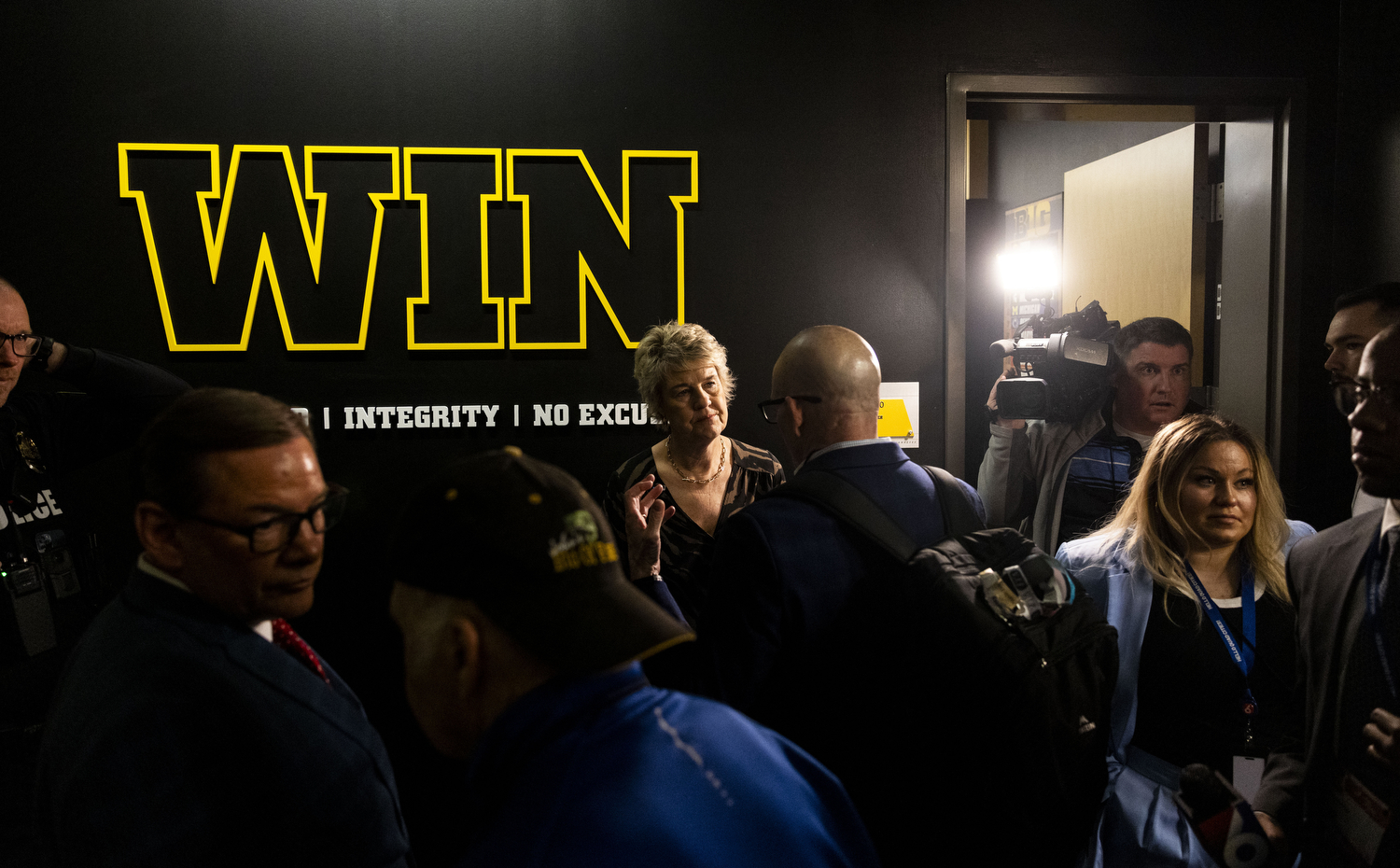 Iowa head coach Lisa Bluder answers questions for members of the media after an NCAA Tournament First Round game between No. 1 Iowa and No. 16 Holy Cross at Carver-Hawkeye Arena in Iowa City on Saturday, March 23, 2024. The Hawkeyes defeated the Crusaders, 91-65.