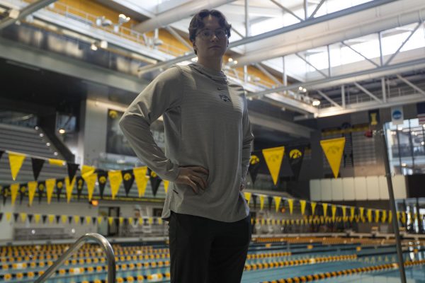 Former Iowa Men’s Swim Team member Jacob Rosenkoetter at the University of Iowa Recreation Center on Thursday, March 28, 2024. (Carly Schrum/The Daily Iowan)