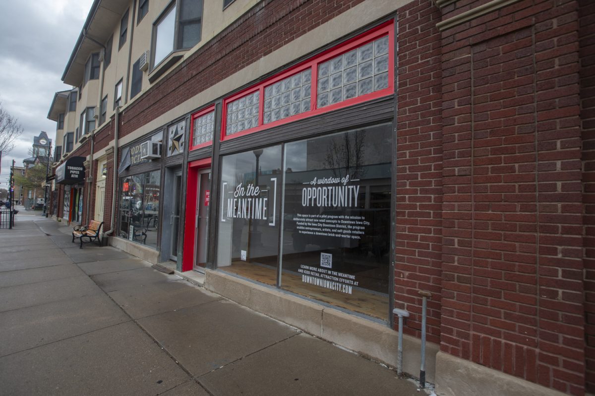 112 South Linn Street, a storefront being temporarily leased by Iowa City Downtown District for a new program called In The Meantime. The store was previously home to the boutique White Rabbit.
