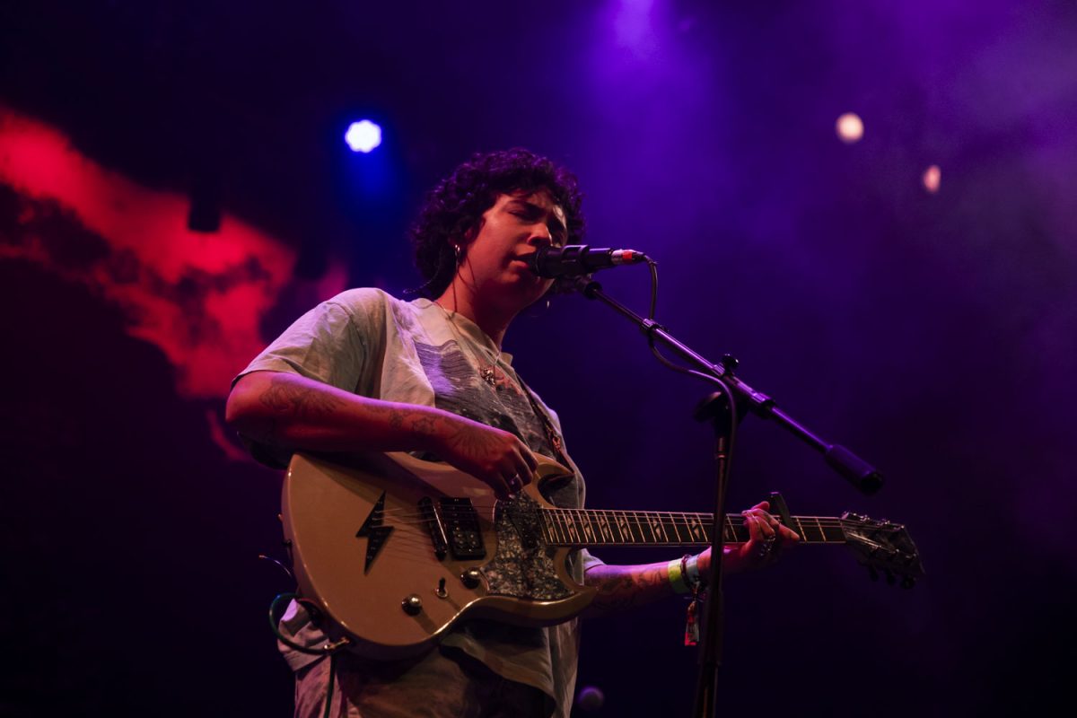 North Carolina-based singer-songwriter Indigo De Souza performs at The Englert during the second day of the Mission Creek Festival in Iowa City on Friday, April 5, 2024.