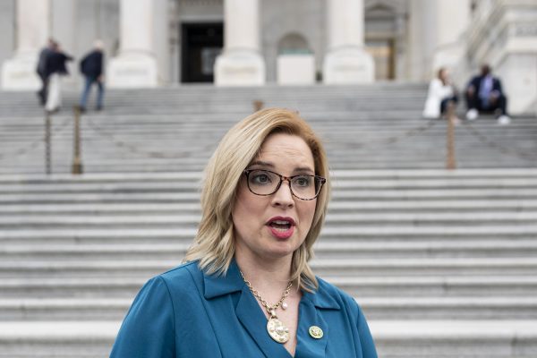U.S. Rep. Ashley Hinson answers questions during an interview in front of the U.S. Capitol in Washington D.C. on Tuesday, April 9, 2024.