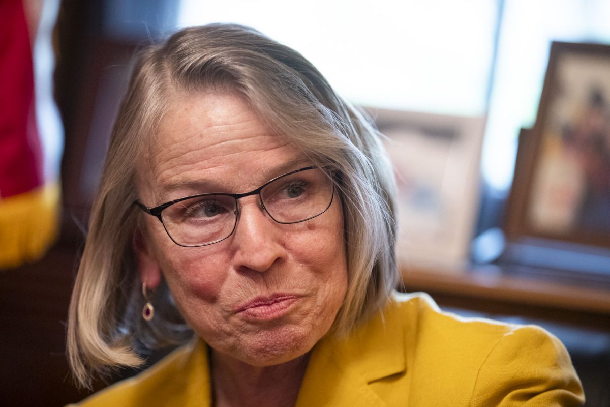 U.S. Rep. Mariannette Miller-Meeks answers questions during an interview at the Longworth House Office Building in Washington D.C. on Tuesday, April 9, 2024. (Cody Blissett/The Daily Iowan)