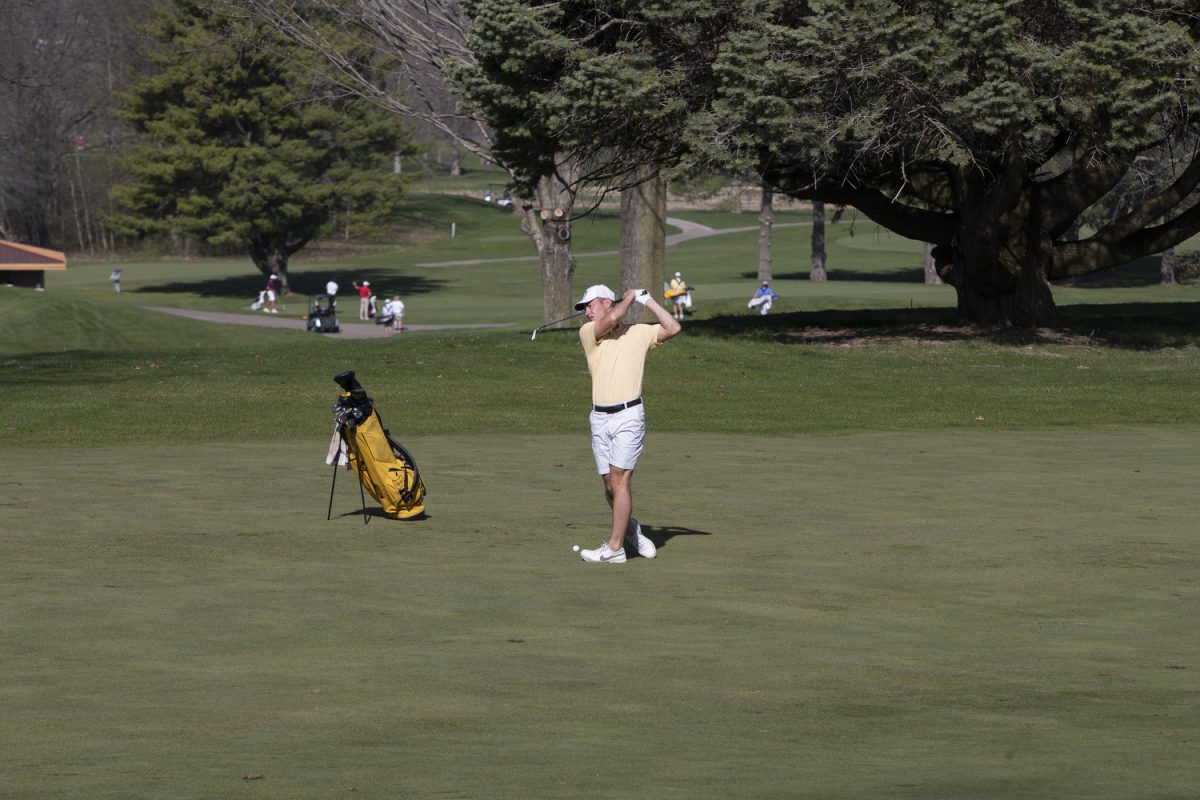 The Iowa men’s golf team plays in the Hawkeye Invitational at Finkbine Golf Course on Sunday April, 14, 2024. The Hawkeyes finished in sixth place out of 16 teams. 