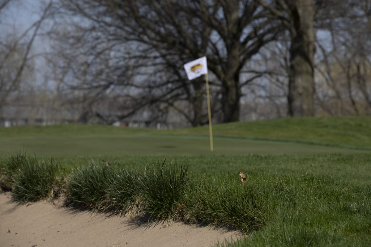 The Iowa men’s golf team playing in the Hawkeye Invitational at Finkbine Golf Course on Sunday April, 14, 2024. The Hawkeyes finished in sixth place out of 16 teams. 