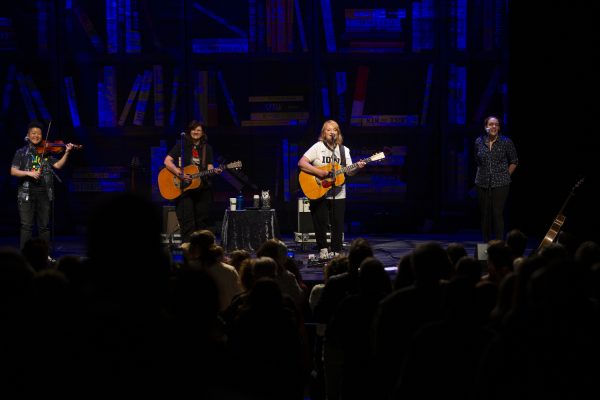 The Indigo Girls perform at the Englert Theatre in Iowa City on Wednesday, April 17, 2024.