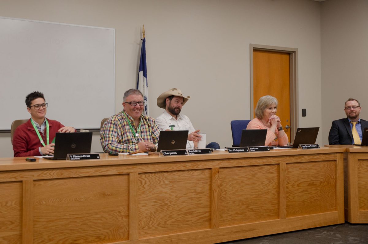 The Johnson County Board of Supervisors during a meeting at the Johnson County Public Health and Clinical Services building on Wednesday, April 17, 2024.