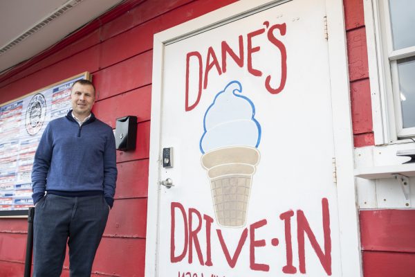 Joshua Luerkens , the new owner of Dane’s Dairy is seen in front of Dane’s Dairy in Iowa City on Thursday, April 18, 2024.