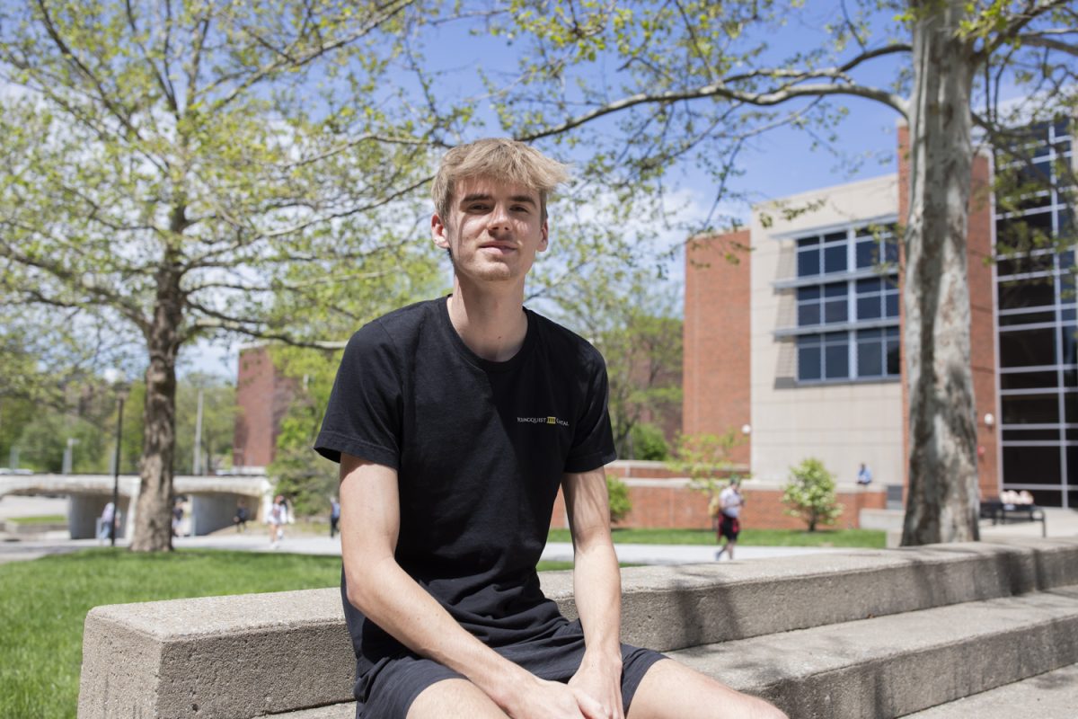 Caden Youngquist poses for a portrait in Iowa City on Tuesday, April 30, 2024. Youngquist is the CEO of Youngquist Capital and a freshman at Iowa.