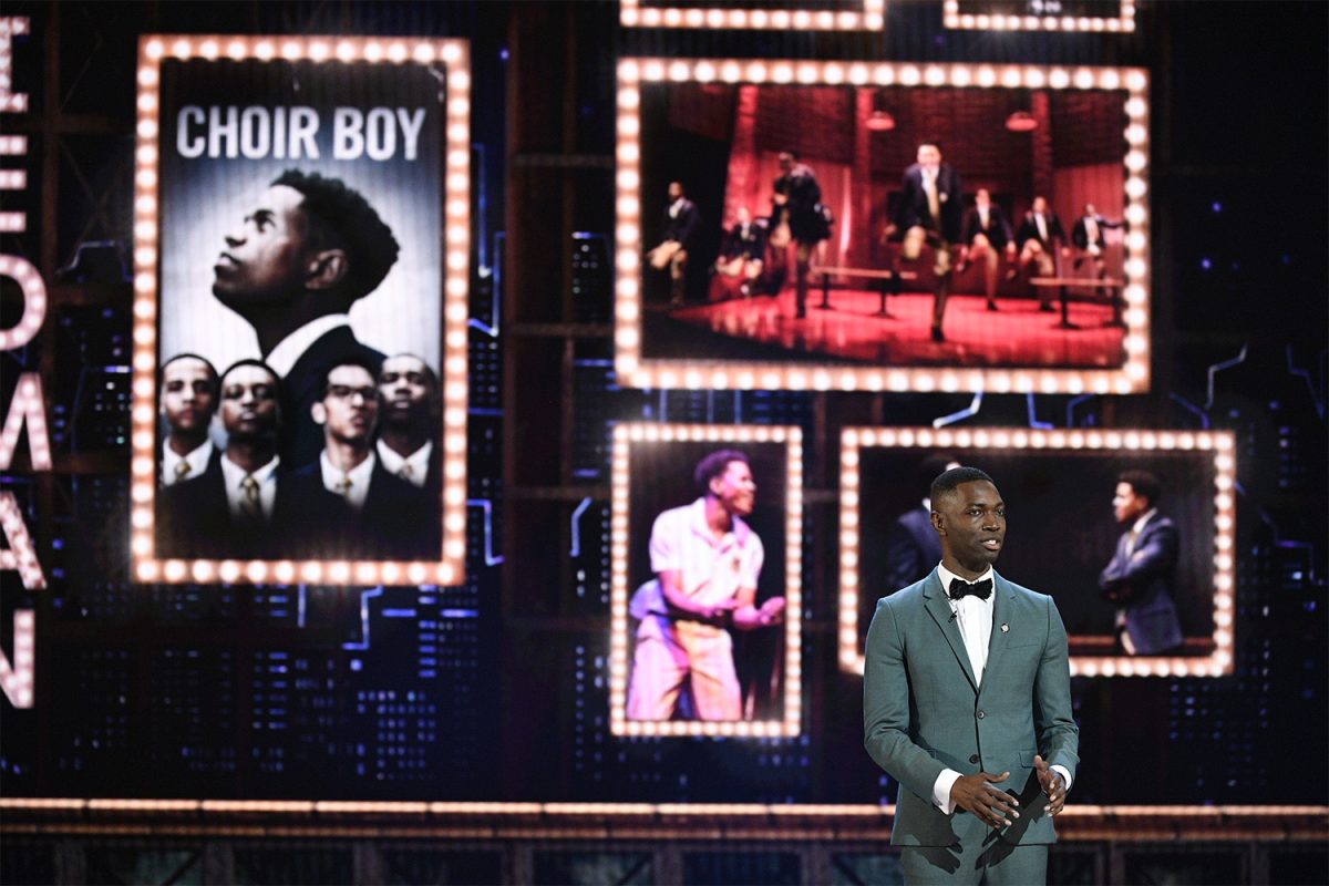 Jun 9, 2019; New York, NY, USA; Tarell Alvin McCraney shares a playwright moment related to Choir Boy during the 73rd Annual Tony Awards ceremony at Radio City Music Hall. 