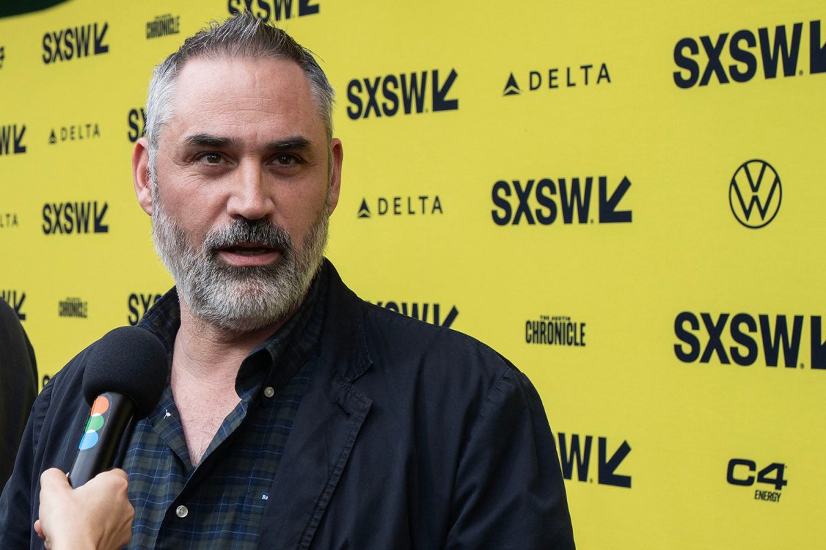 Director and writer Alex Garland speaks to the press on the red carpet during the premiere of Civil War at the Paramount Theatre in downtown Austin during SXSW Thursday, March 14, 2024.