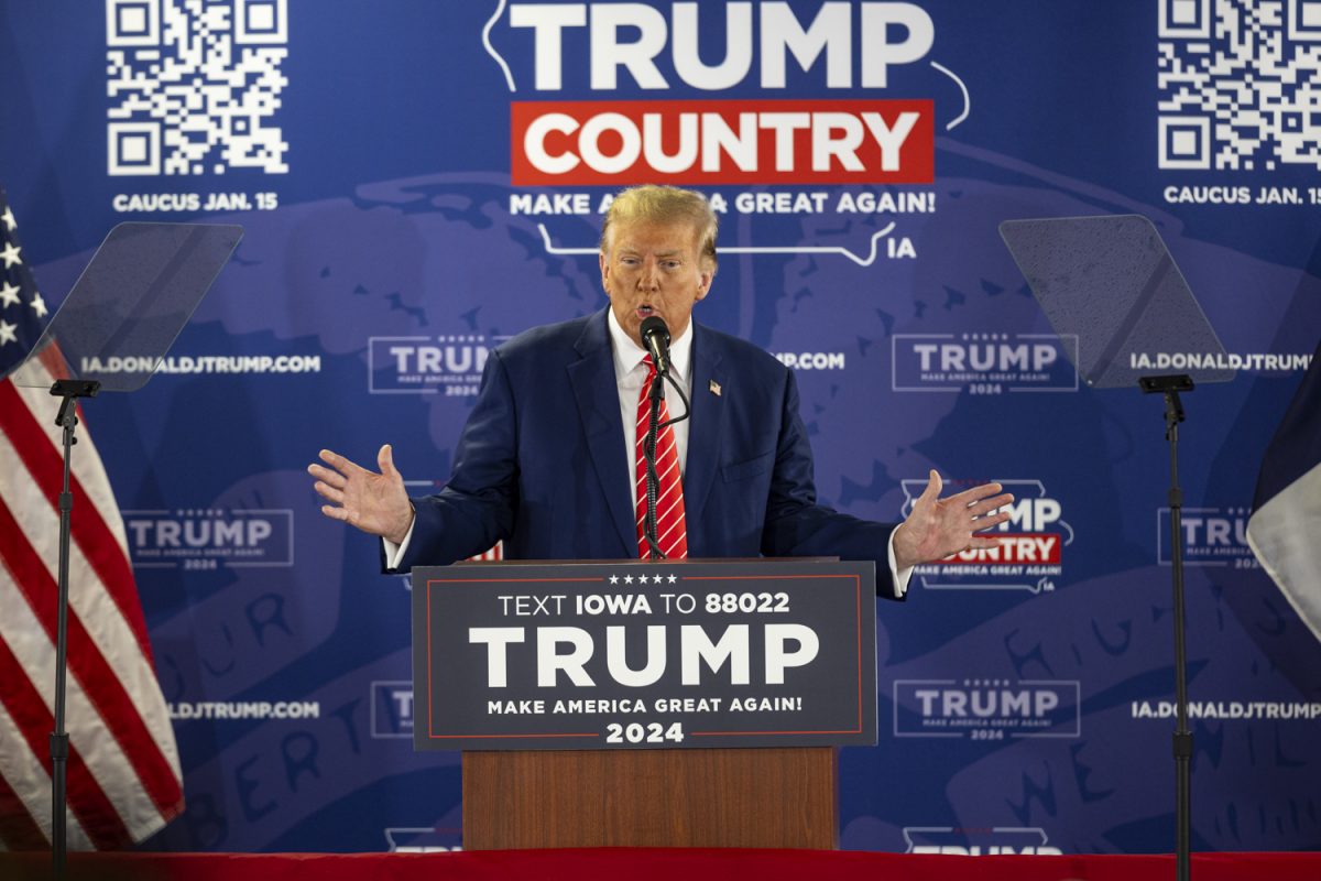 Former President Donald Trump speaks during Trump’s Commit to Caucus Rally at Des Moines Area Community College in Newton, Iowa on Jan. 6, 2024. Donald Trump received the nomination at the Republican National Convention on Monday, July 15. 