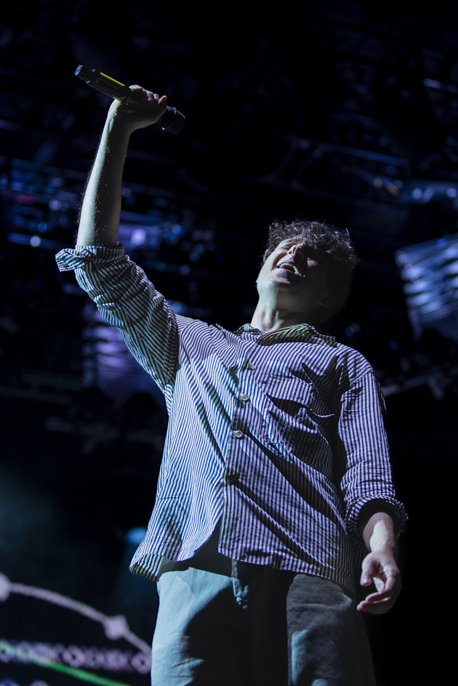 Vampire Weekend performs during day two of Hinterland Music Festival at the Avenue of the Saints Amphitheater in Saint Charles on Saturday, Aug. 3, 2024.