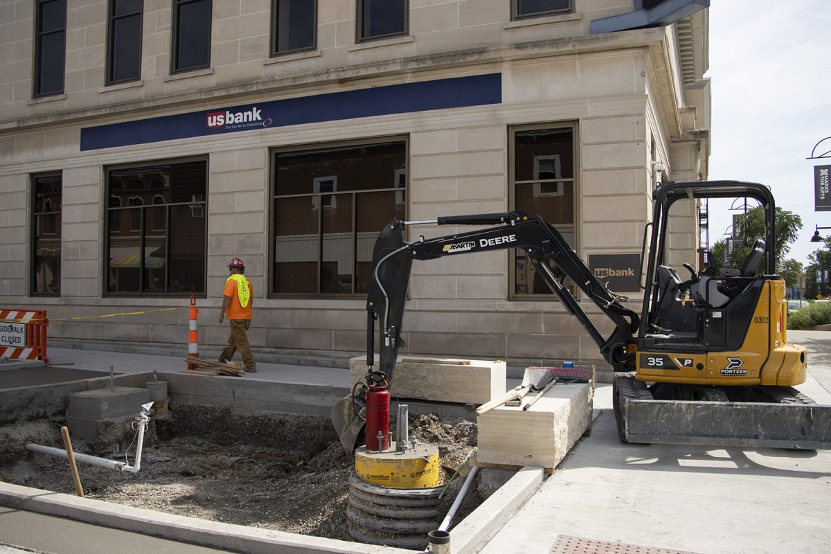 Construction to Dubuque Street is seen in Iowa City on Aug. 23, 2024.  Business owners on Dubuque street reported lower earnings after construction began. 