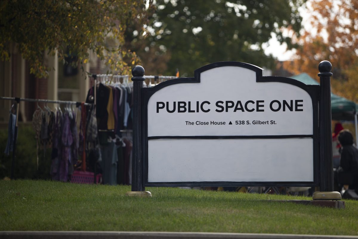 The Public Space One sign is seen at a flea market at Public Space One Close House on Oct.16, 2022. Public Space One hosted the "Amplified Rainbow" exhibit on Thursday, Aug. 29, at 5:00 p.m. 