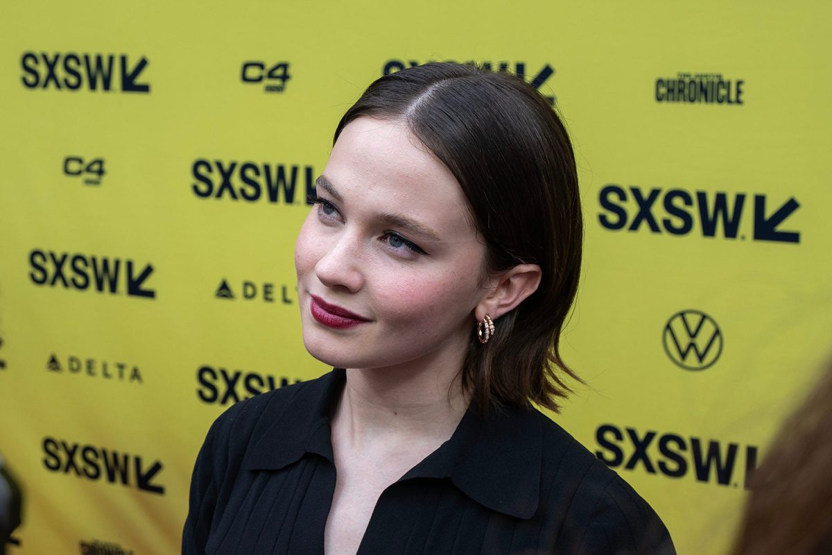 Actress Cailee Spaeny talks to press on the red carpet during the premiere of Civil War at the Paramount Theatre in downtown Austin during SXSW Thursday, March 14, 2024. Spaeny stars as Rain in the new film "Alien Romulus" which premiered on Friday, Aug. 16, 2024. 