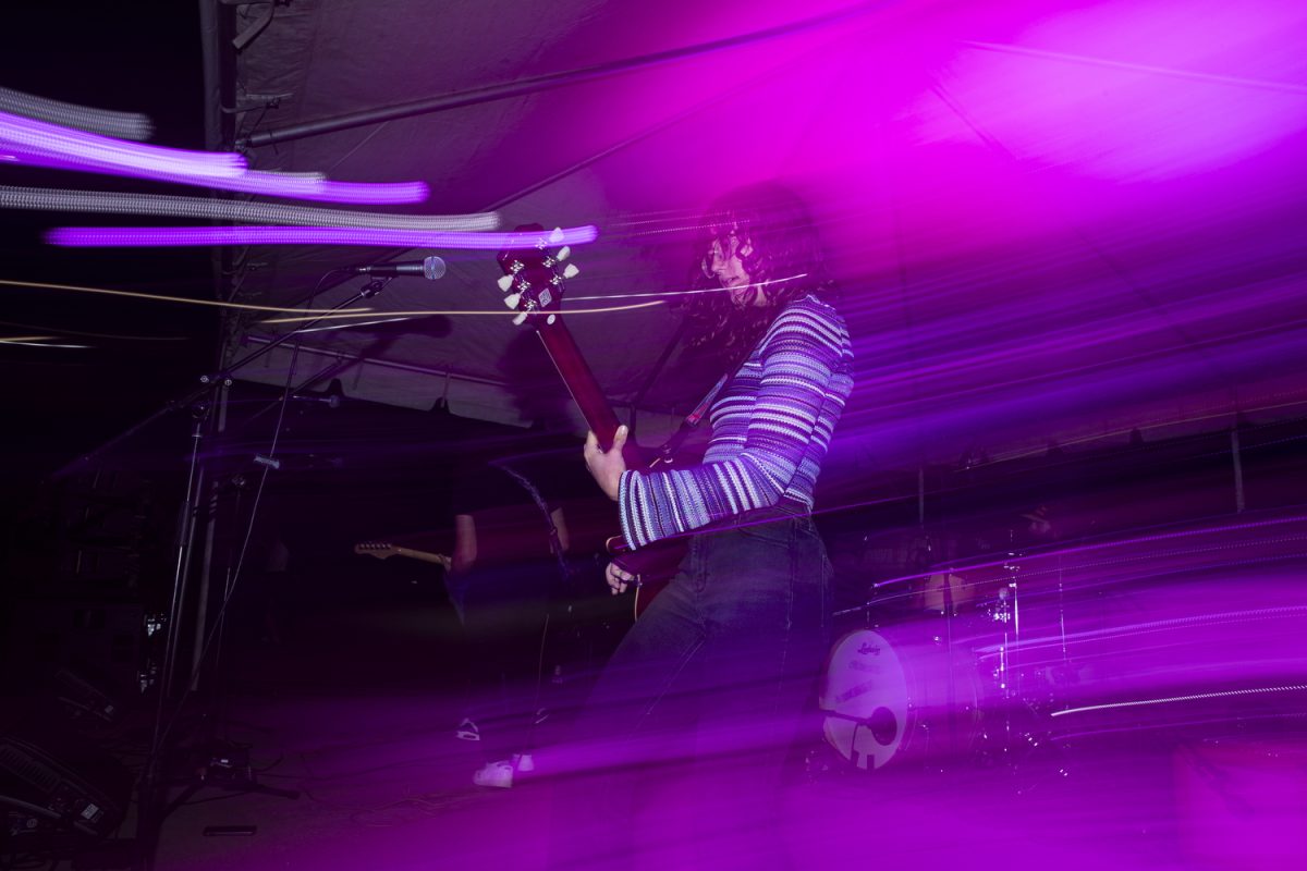 Natalie Fulscher performs for 28 Days Later during a battle of the bands, hosted by University of Iowa SCOPE productions, at Iowa Memorial Union’s River Amphitheater on Wednesday, Sept. 4, 2024. Local bands included; 28 Days Later, The Bits, One More Hour, and Kobe Williams and the Fantasy.