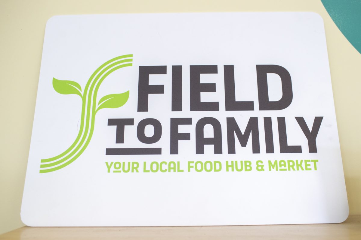 An opening sign welcomes guests into Field to Family’s office and warehouse in Iowa City, Iowa on Friday Sept. 13, 2024. Field to Family is a non-profit organization that increases access to local healthy food.