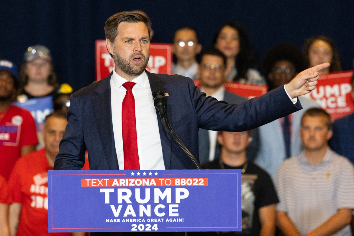 Republican Vice Presidential nominee JD Vance (R-Ohio) delivers remarks on Sept. 5, 2024 at Arizona Biltmore in Phoenix.