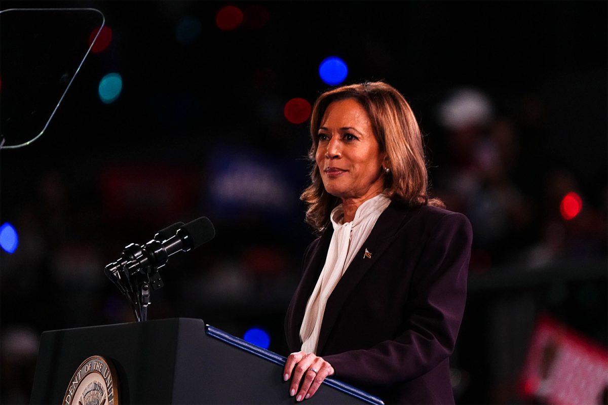 Vice President Kamala Harris speaks during a rally at Shell Energy Stadium on Friday, Oct. 25, 2024 in Houston, Texas.