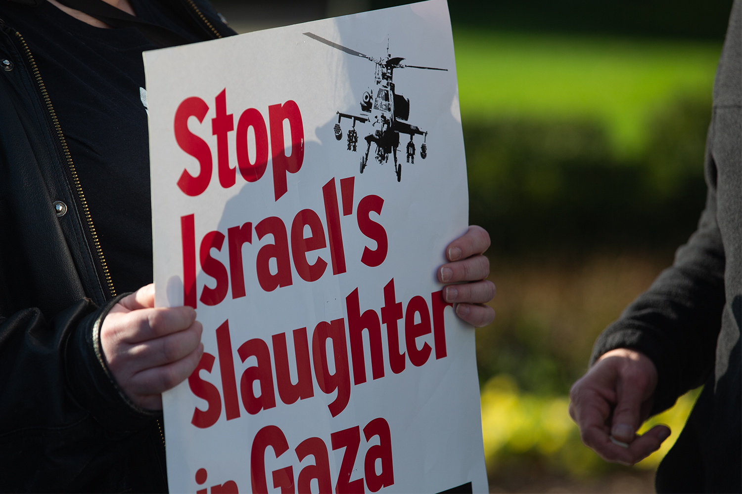 Pro-Palestine protesters demonstrate at the Old Capital in Iowa City on Oct. 15, 2023. The ongoing conflict has recently caused fractions within the Democratic Party.