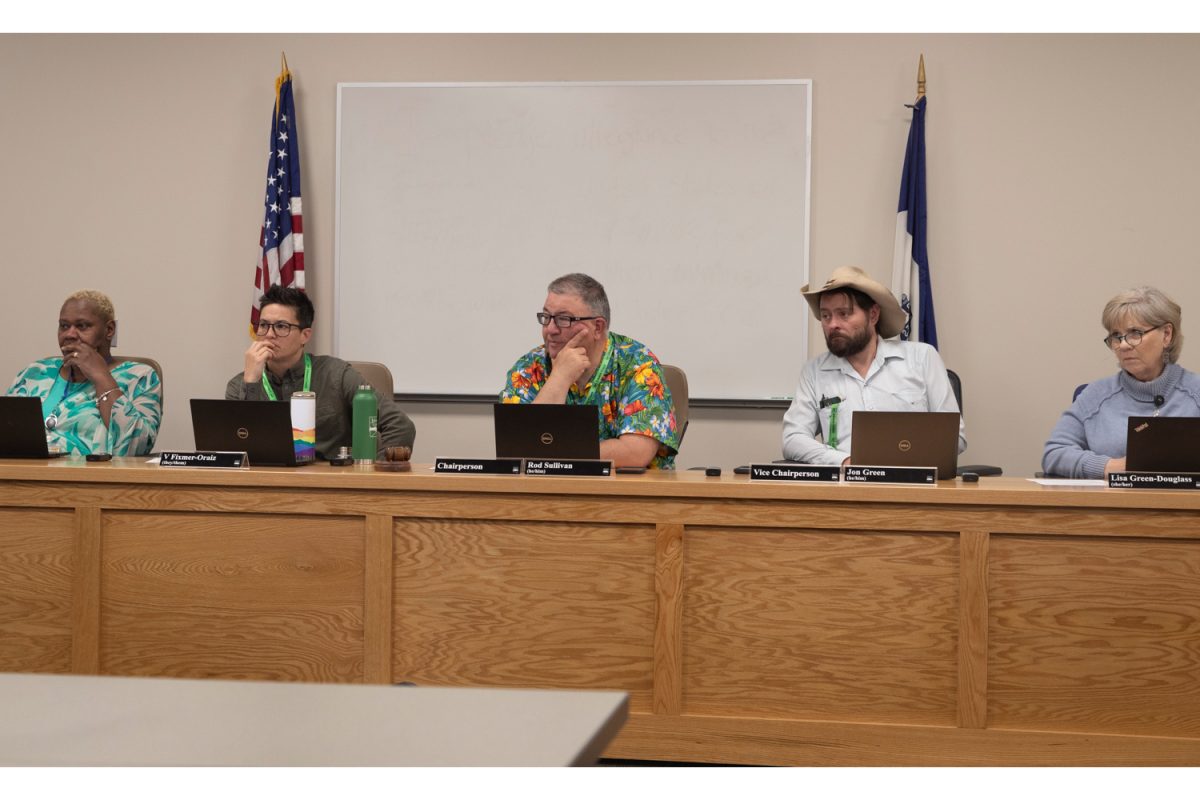 Members of the Johnson County Board of Supervisors meet at the Johnson County Public Health and Clinical Services building on Wednesday, April 24, 2024. In a formal meeting on Sept. 26, The board established a program to try and curb gun violence.