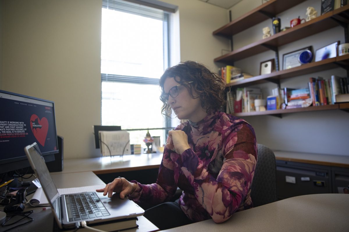 Dr. Beth Livingston poses for a portrait in her office on Friday, Oct. 4, 2024. Livingston’s online program ‘Abuse is not Love’ provides education on domestic abuse.