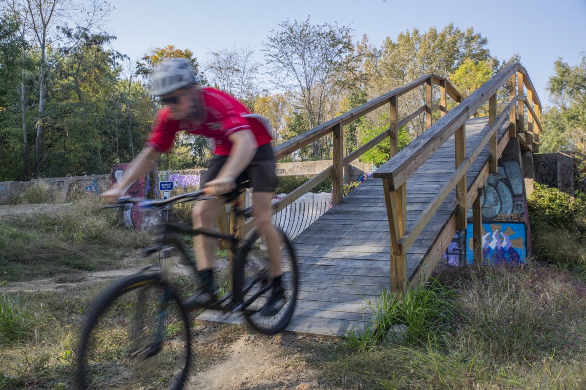 Photo illustration by DI staff on the Ice House Single Track Trail in Iowa City on Oct. 10.