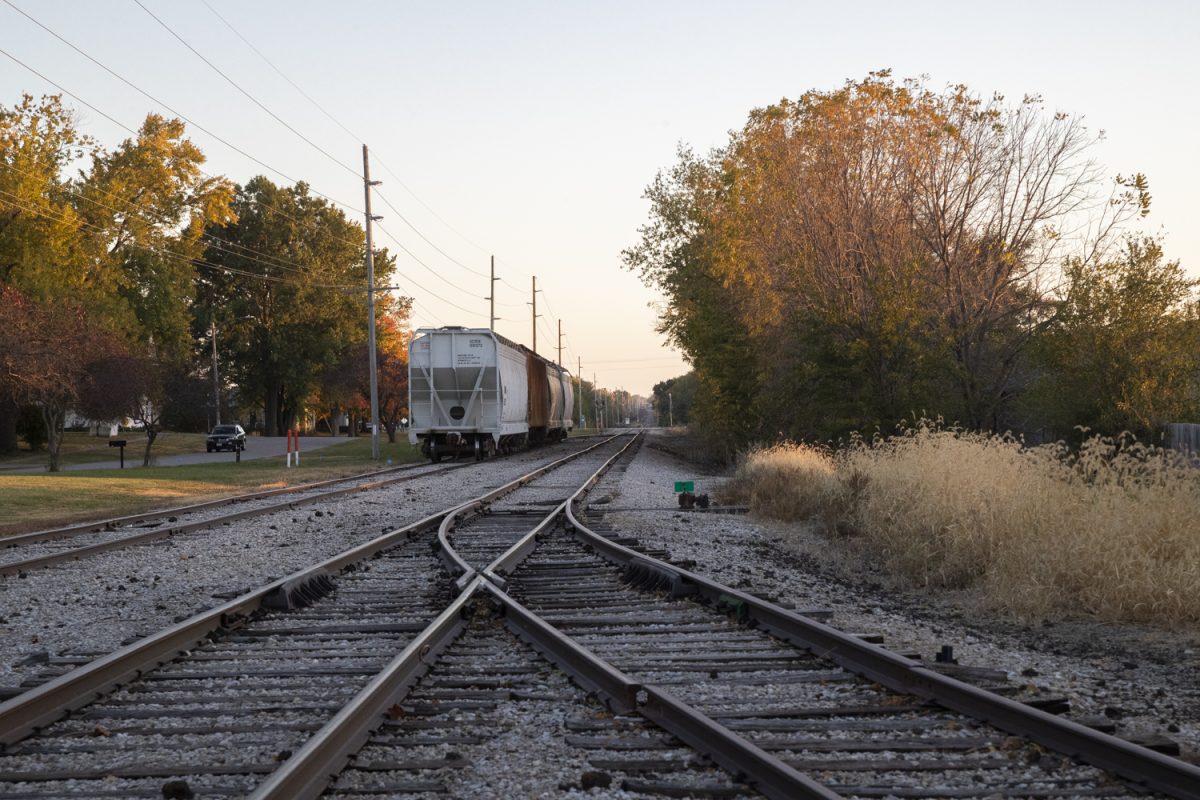 A CRANDIC rail line is seen in North Liberty, IA  on Thursday, Oct. 17, 2024. Johnson County plans to repurpose the existing rail line to create a new option for commuters, including a new stop near the North Liberty food pantry. 