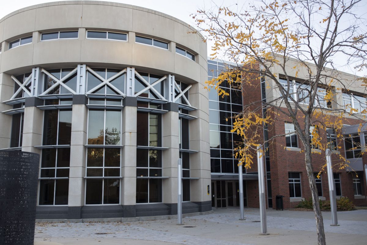 The Adler Journalism Building is seen in Iowa City on Wednesday, Oct. 23, 2024.