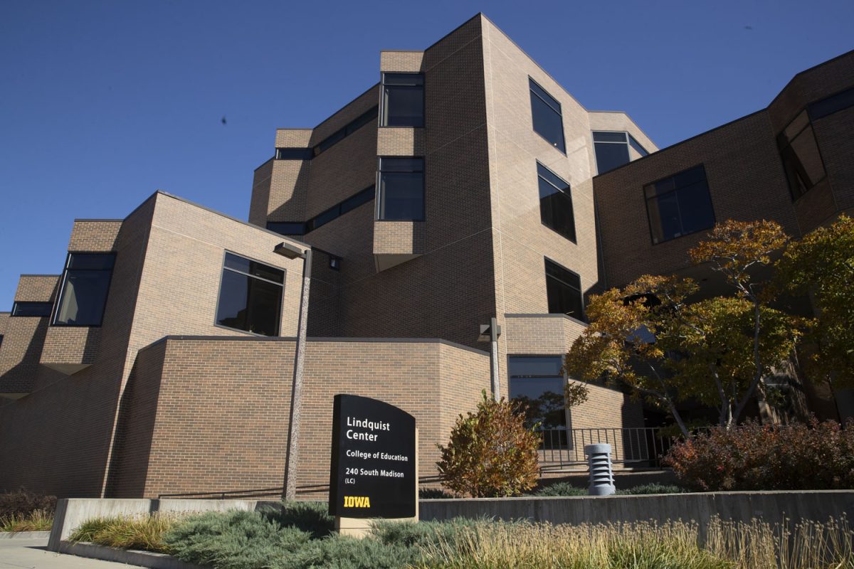 The College of Education Lindquist Center is seen in Iowa City on Oct. 27, 2024. The Lindquist Center is located at 240 South Madison Street in Iowa City.