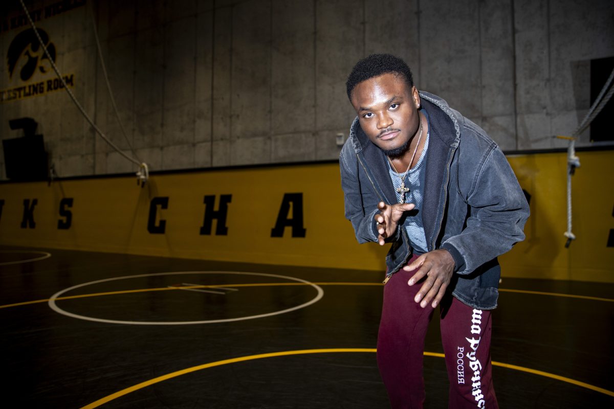 Iowa 157-pound Jacob Teemer poses for a portrait during men’s wrestling media day at Carver-Hawkeye Arena in Iowa City, on Thursday Oct. 31, 2024. The Hawkeyes will begin their season on the road against the Oregon State Beavers on Saturday, Nov. 2, in Corvallis, Ore.