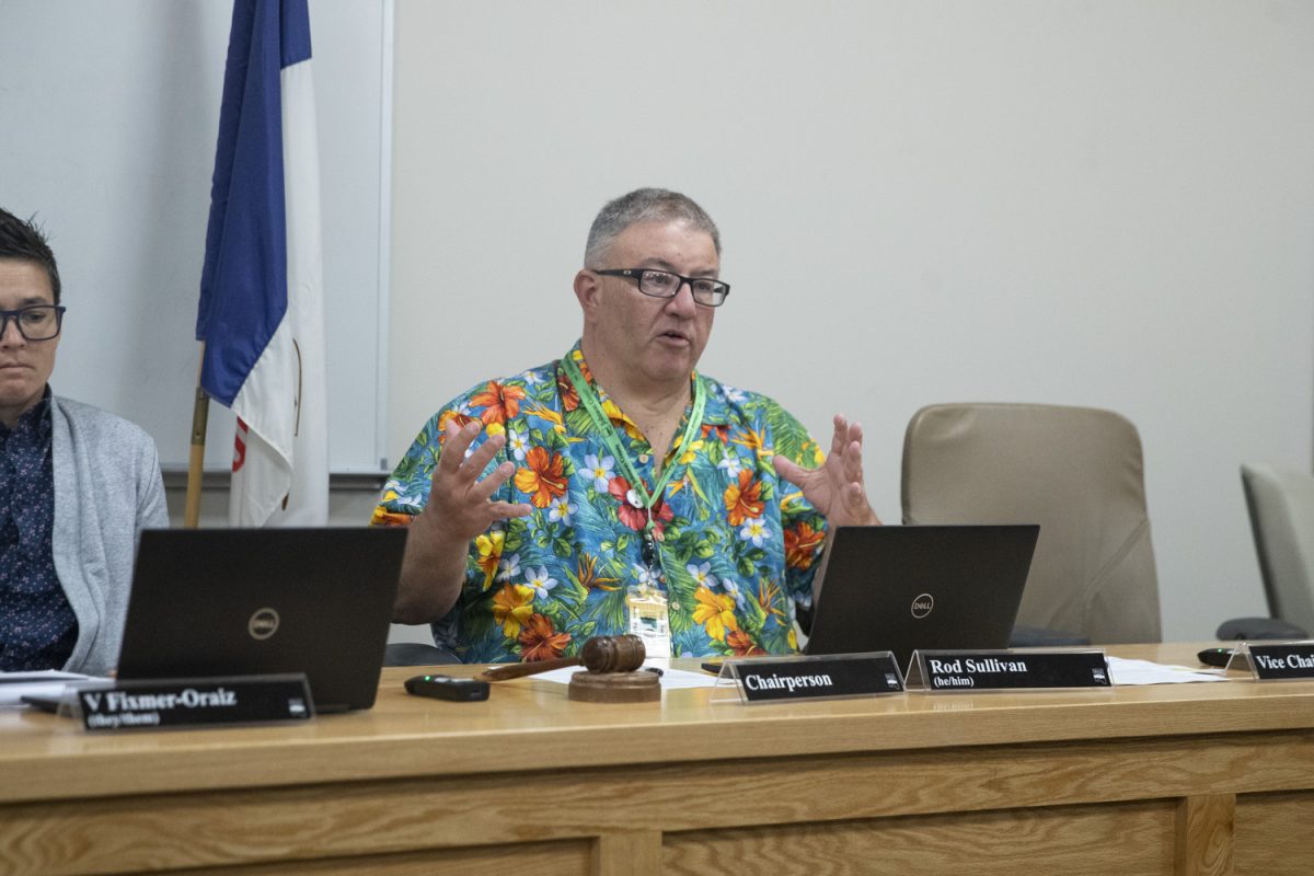 Chairperson Rod Sullivan speaks during a Johnson County Board of Supervisors meeting at the Johnson County Department of Public Health Building in Iowa City on Wednesday, October 30, 2024. The Johnson County Board of Supervisors meet every Wednesday at 9:00 A.M.