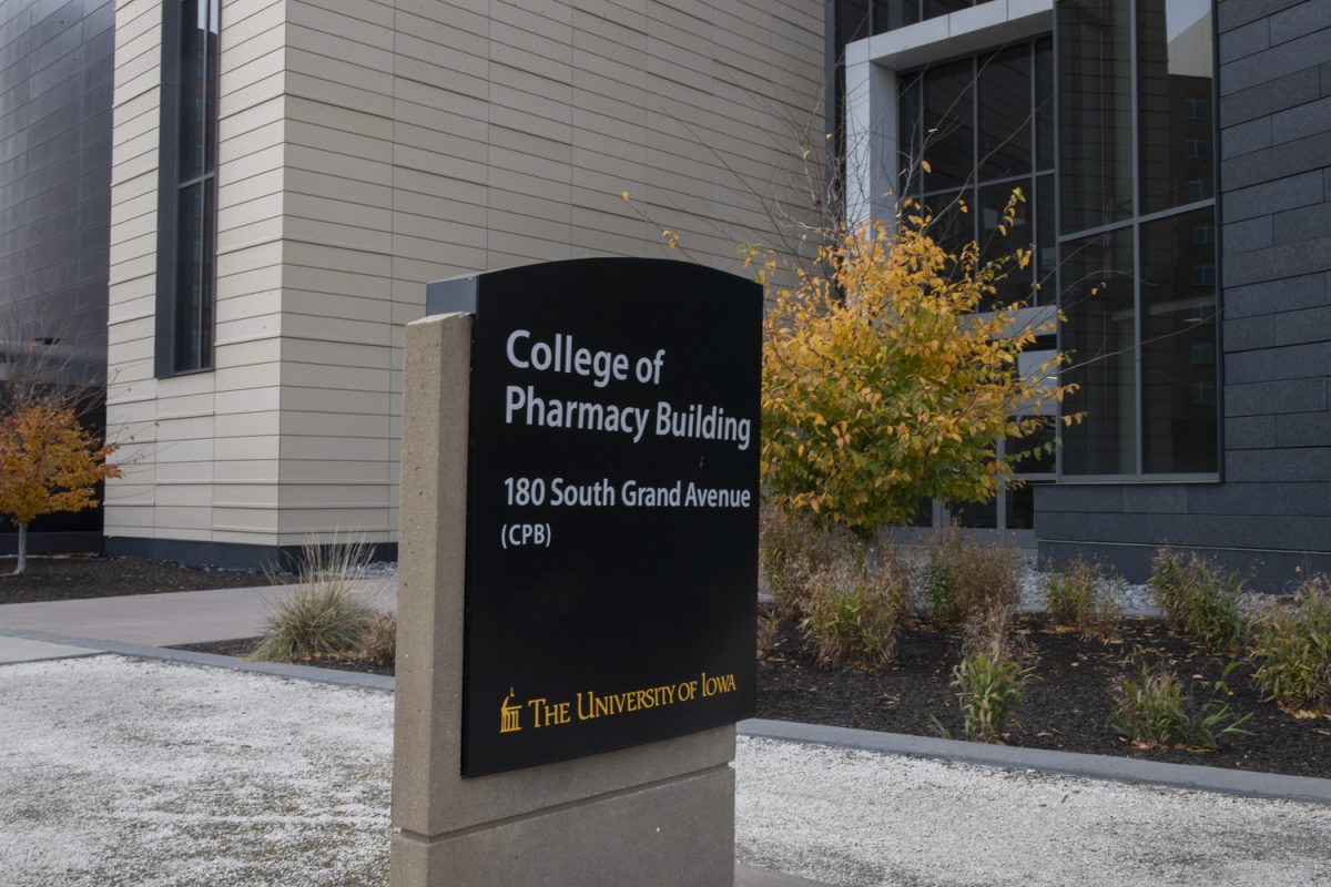 The College of Pharmacy is seen in Iowa City on Tuesday Oct. 29 2024. Jill Kolesar was awarded a cancer research grant from the White House.