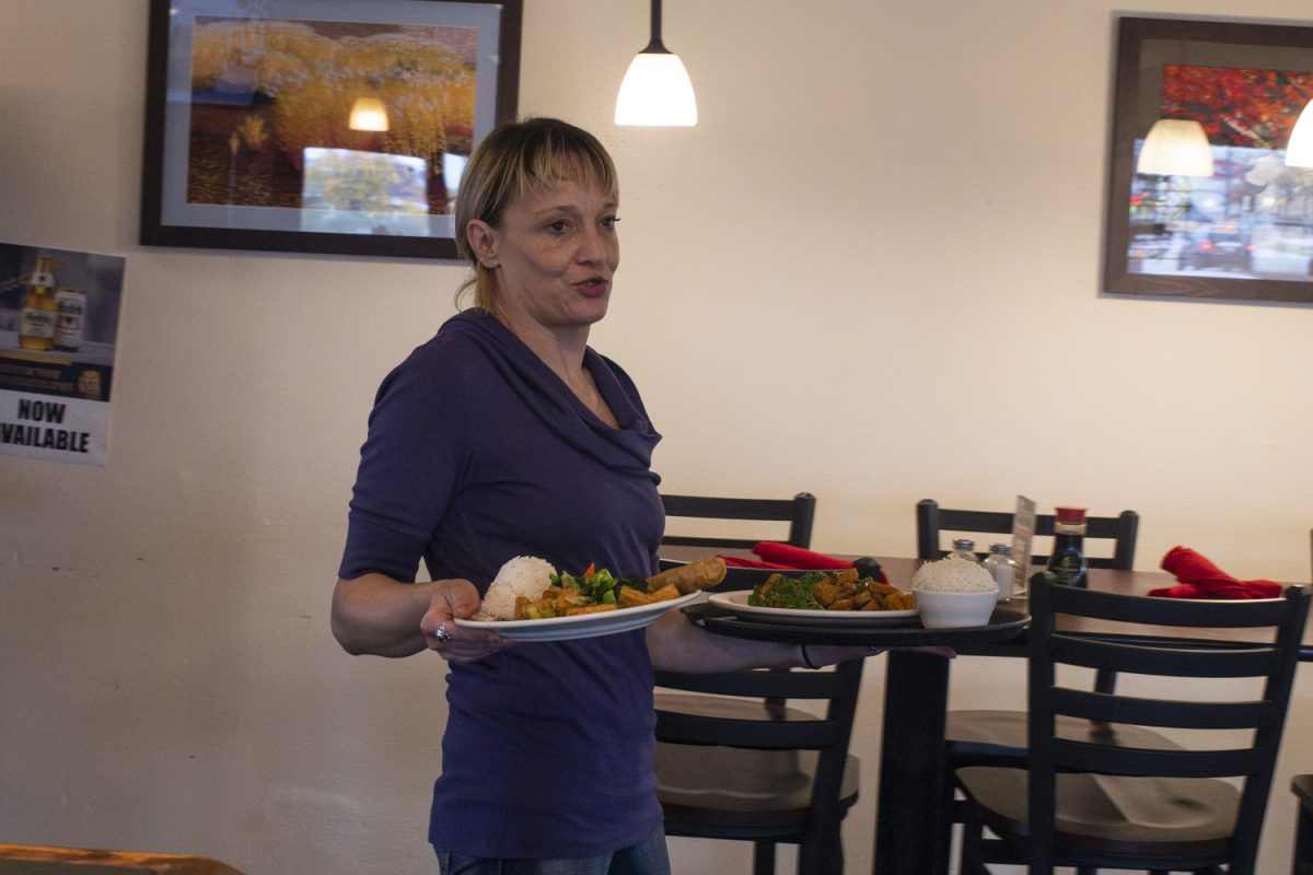 Trisha serves customers at the award-winning Oryza Asian Cuisine on Monday, Nov 4, 2024. Oryza won 2nd & Best Overall Menu in September’s Corridor Vegan Chef Challenge.