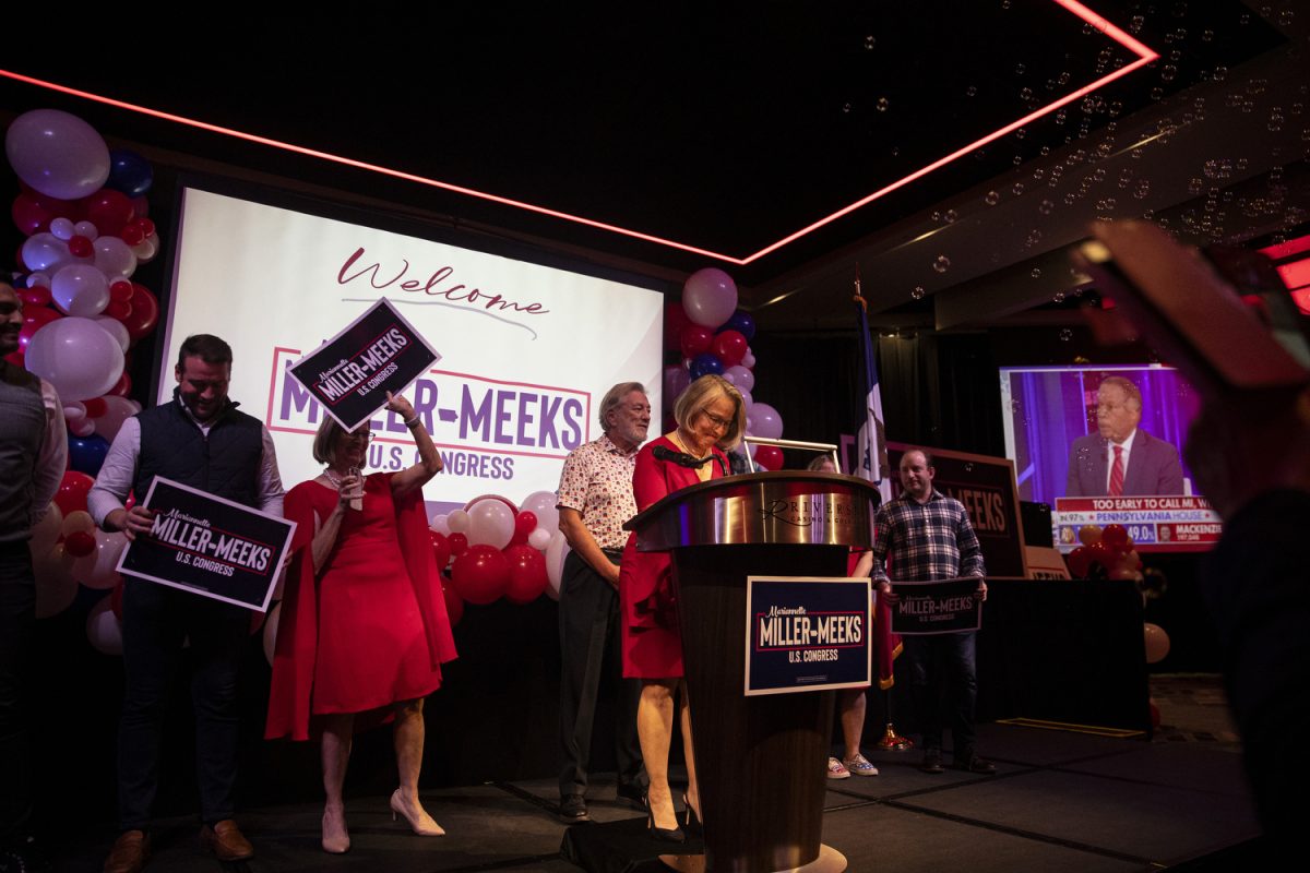 Congresswoman Mariannette Miller-Meeks announces her victory at Riverside Casino &amp; Golf Resort on Election Day in Riverside, Iowa on Tuesday, Nov. 5, 2024. Republican Incumbent Miller-Meeks appeared to win the election for Iowa’s First Congressional District against Democratic Candidate Christina Bohannan in a close race Tuesday night.