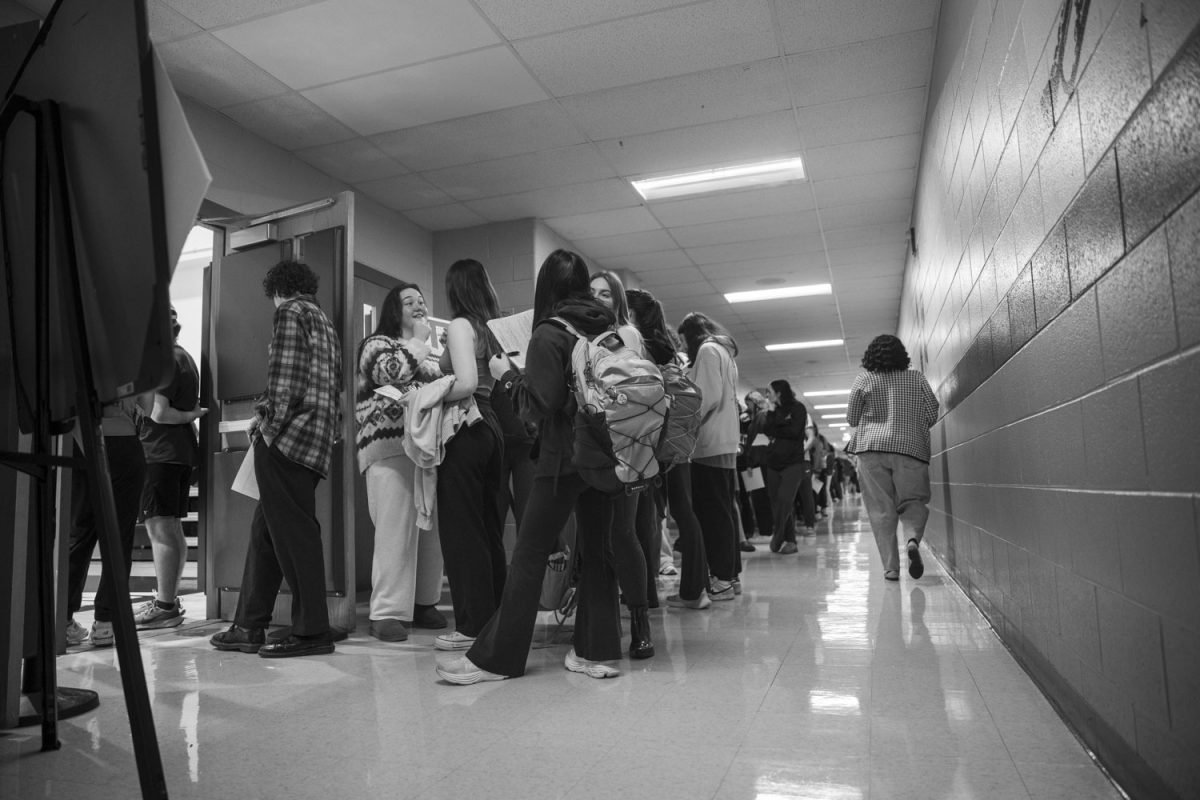 Students line up to vote at Wisconsin Conservatory of Lifelong Learning on Election Day in Milwaukee, Wisconsin, on Tuesday, Nov. 5, 2024. an essential role in the outcome. The Conservatory of Lifelong Learning is one of five major polling stations that support the campus community. As of 2023, Milwaukee's population is 561,385.