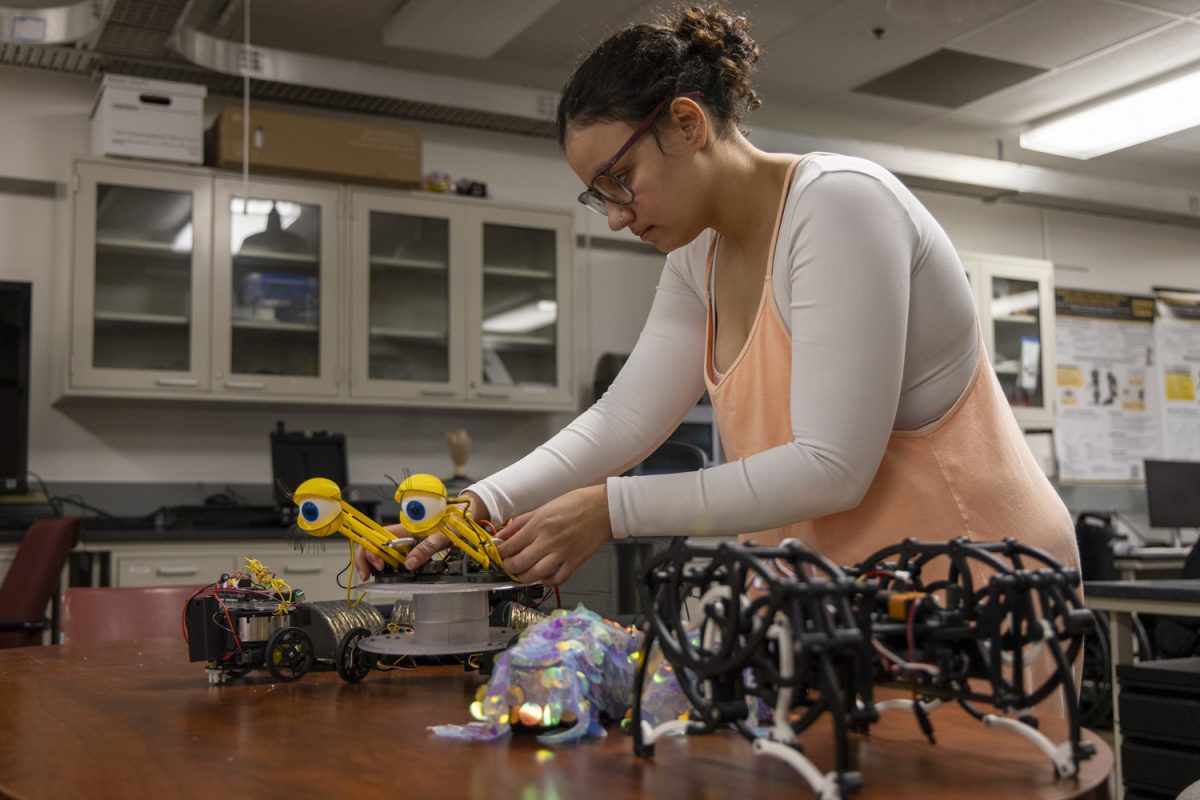 Jinann AbuDagga works with robotics during a Robotics and Assistive Devices (RAD) Lab on Tuesday, Nov. 19, 2024. AbuDagga built and programmed the robots used in the 2024 Dance Gala.