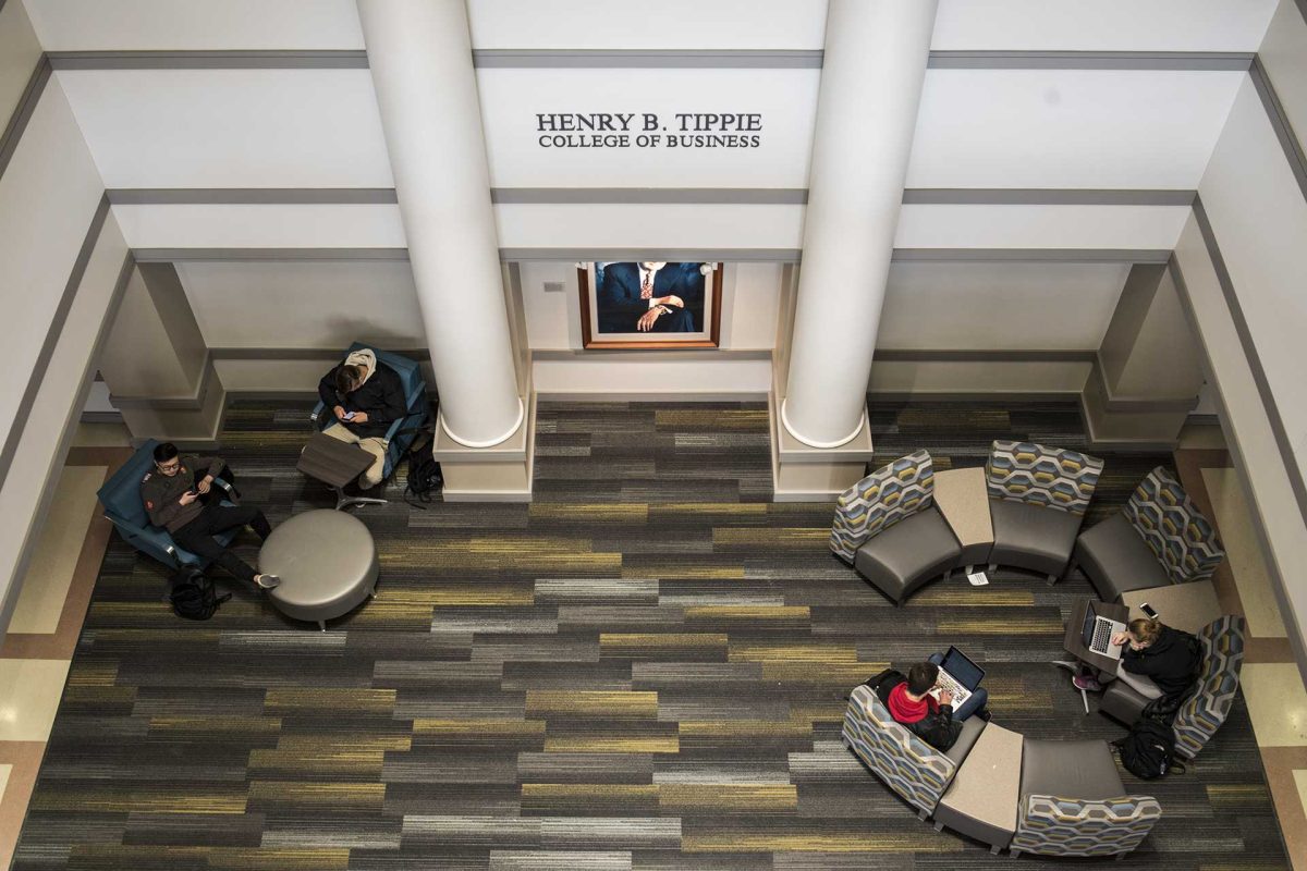 Students study at the Pappajohn Buisiness Building on Monday, Feb. 12, 2018. The Tippie College of Business recently suspended admission to the Master of Finance program.