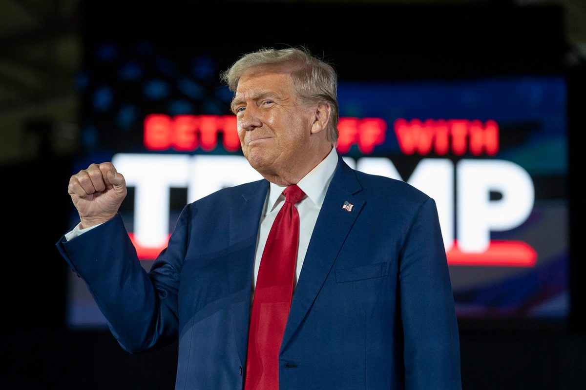 Former President Donald Trump is interviewed by U.S. Senator Marsha Blackburn of Tennessee on Friday, Sept. 27, 2024 at Macomb Community College in Warren.